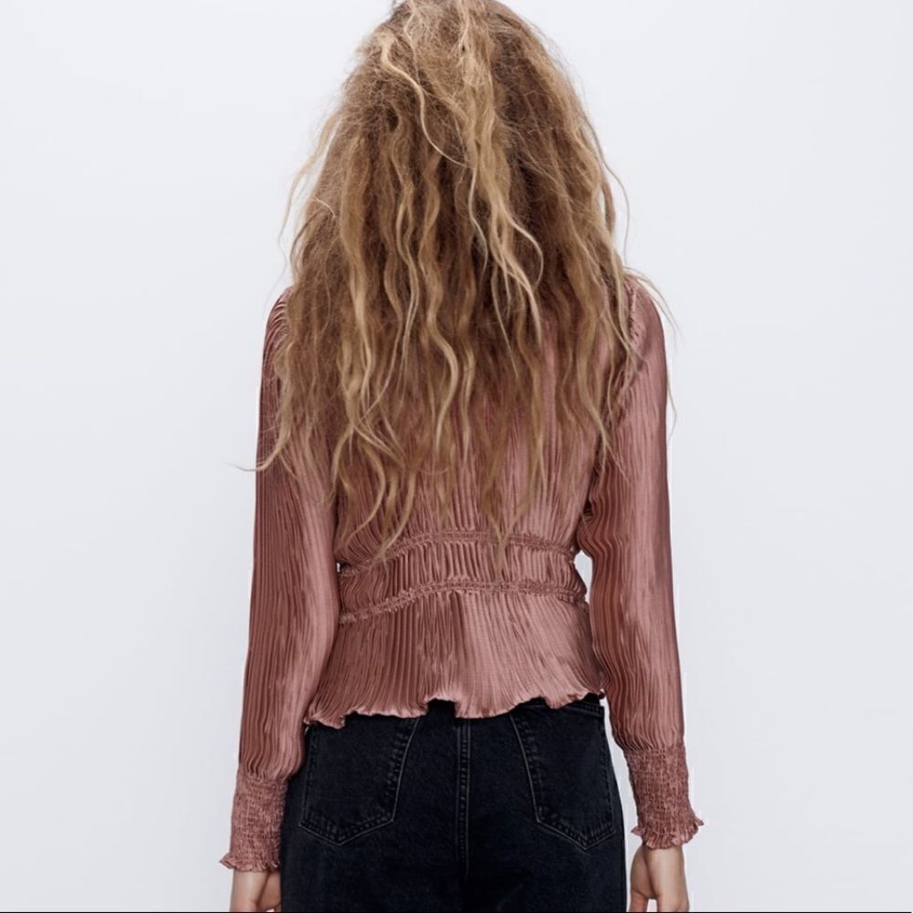 ZARA PLEATED BLOUSE - Picture 8 of 10